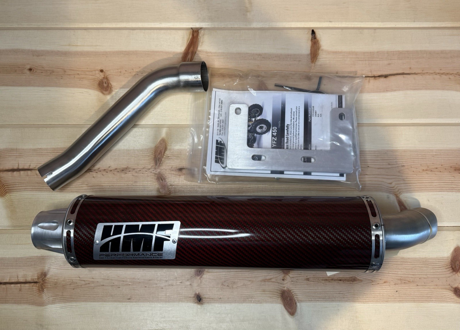 YAMAHA YFZ 450 2004-2013 HMF Exhaust Slip On Red Carbon Fiber