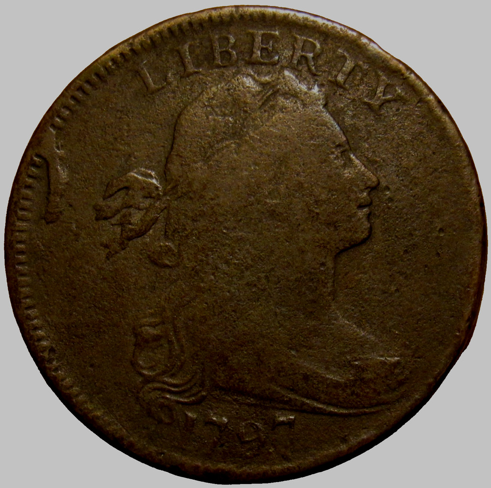 1797 DRAPED BUST LARGE CENT, S-131, FINE ~ DATE & LETTERING STRONG & COMPLETE