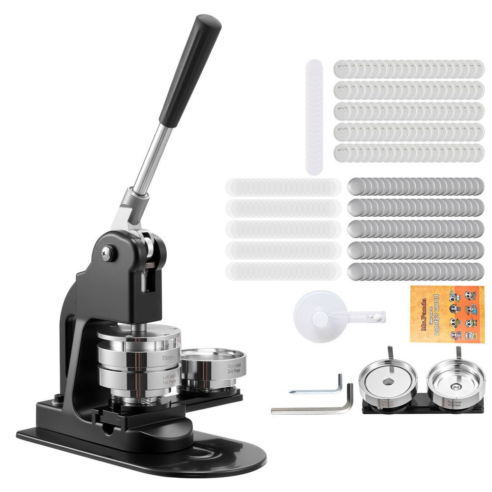 Uimoso Button Maker Machine 3-in-1 with 500pcs Pin Components, Black