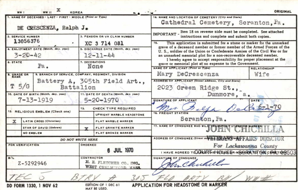 WWII US Army 305th Field Artillery 77th Division Dog Tag & STERLING Chain CA8