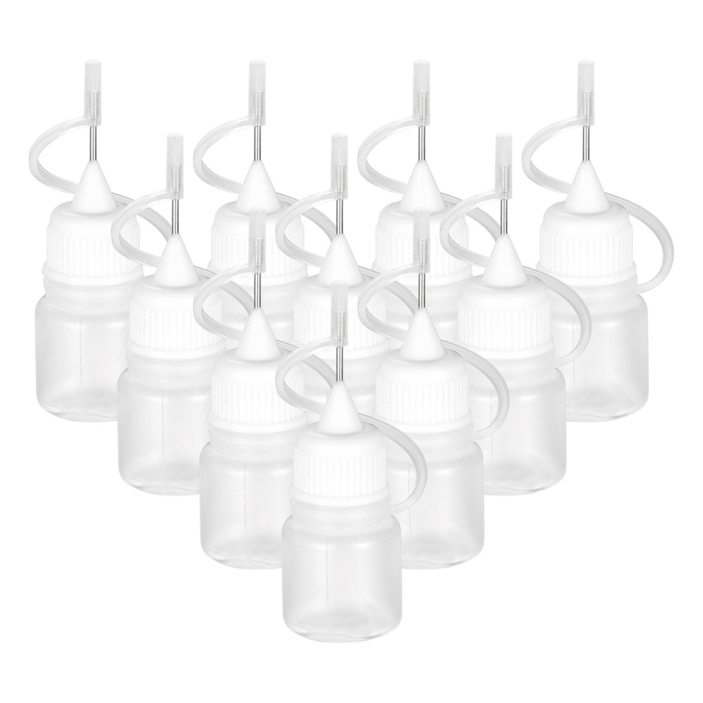 10Pcs Needle Tip Bottles,Squeeze Bottle w Storage Caps(3ml,White)