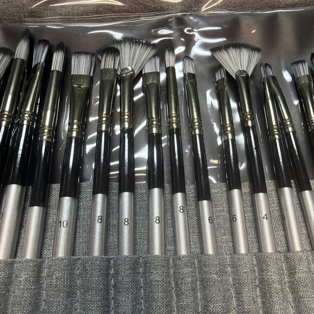 HTVRONT Artist Paint Brush Set Silver 24 pcs