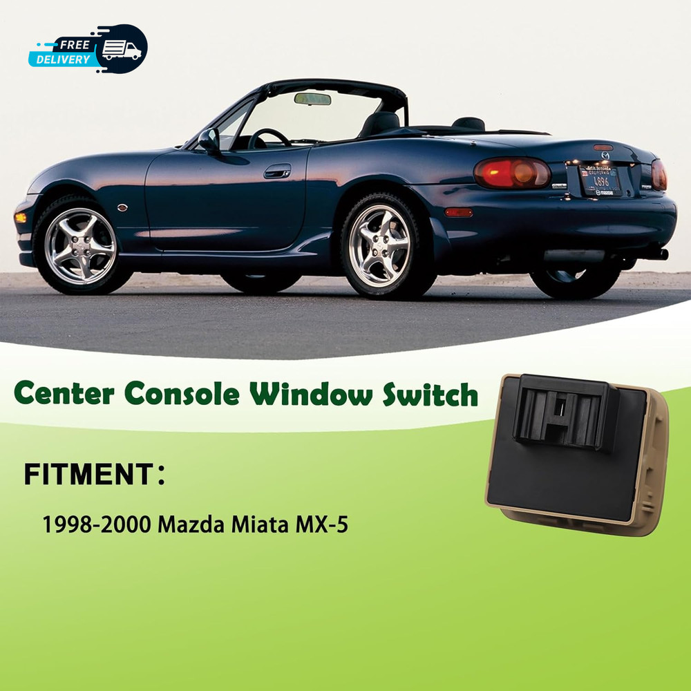 Center Console Power Window Switch Tan Compatible with 1998-2000 Mazda Miata
