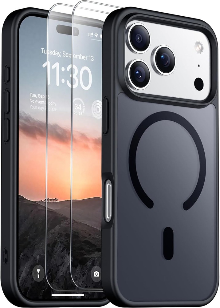 Translucent Matte Case for iPhone 17 Pro Max + 2PCS Tempered Glass Screen Protec