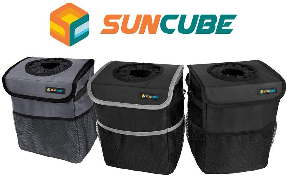 Portable Car Trash Can Garbage Bin Bag Organizer for Vehicles Waterproof Black