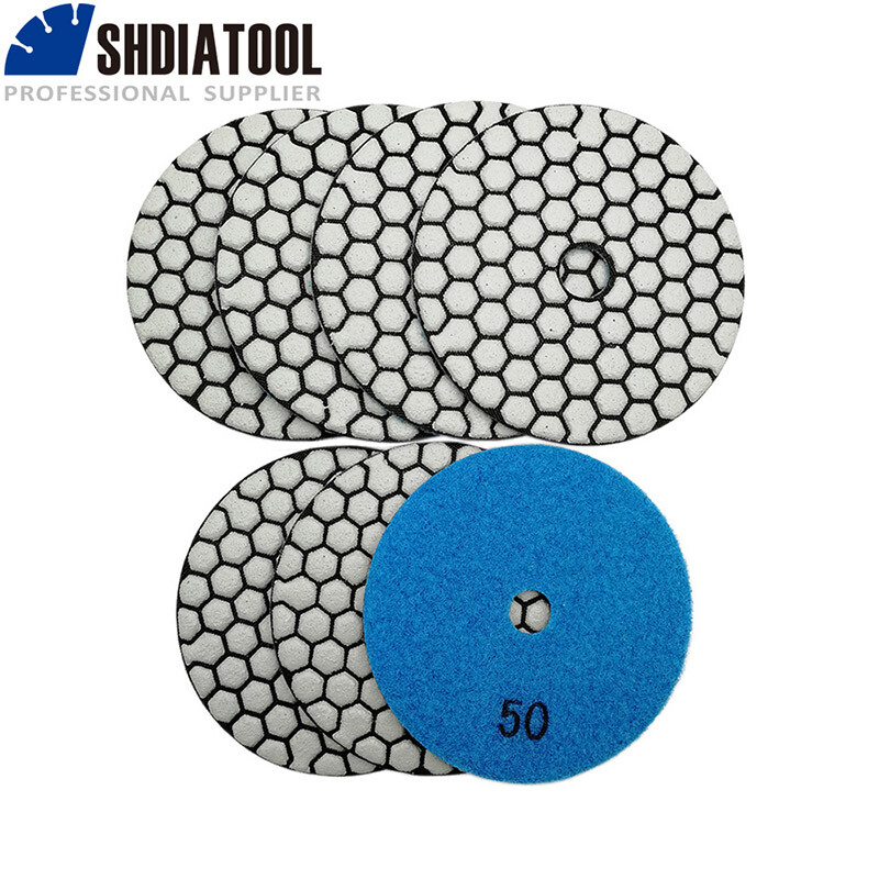 Diamond Polishing Pad 7pcs 4in B #50 Dry Sanding Disc for Marble Tile Granite
