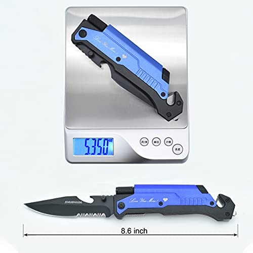 Father's Gift Folding Pocket Knives Multi Function Emergency Tool Knives Blue