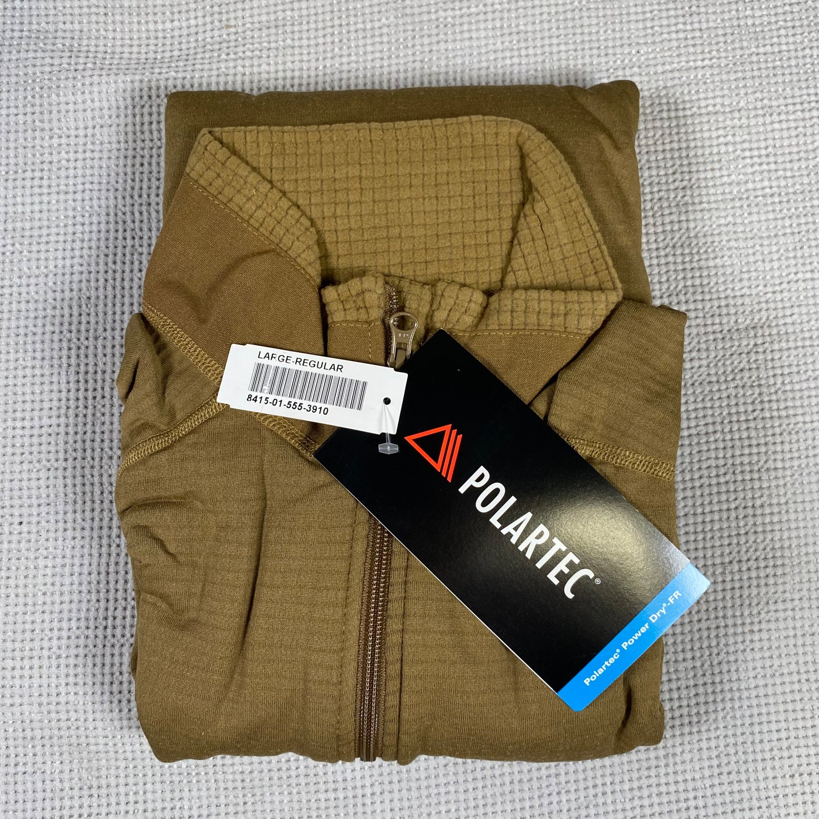 New USMC Polartec FROG Grid Fleece Waffle L2 1/2 Zip Pullover Coyote Brown LARGE