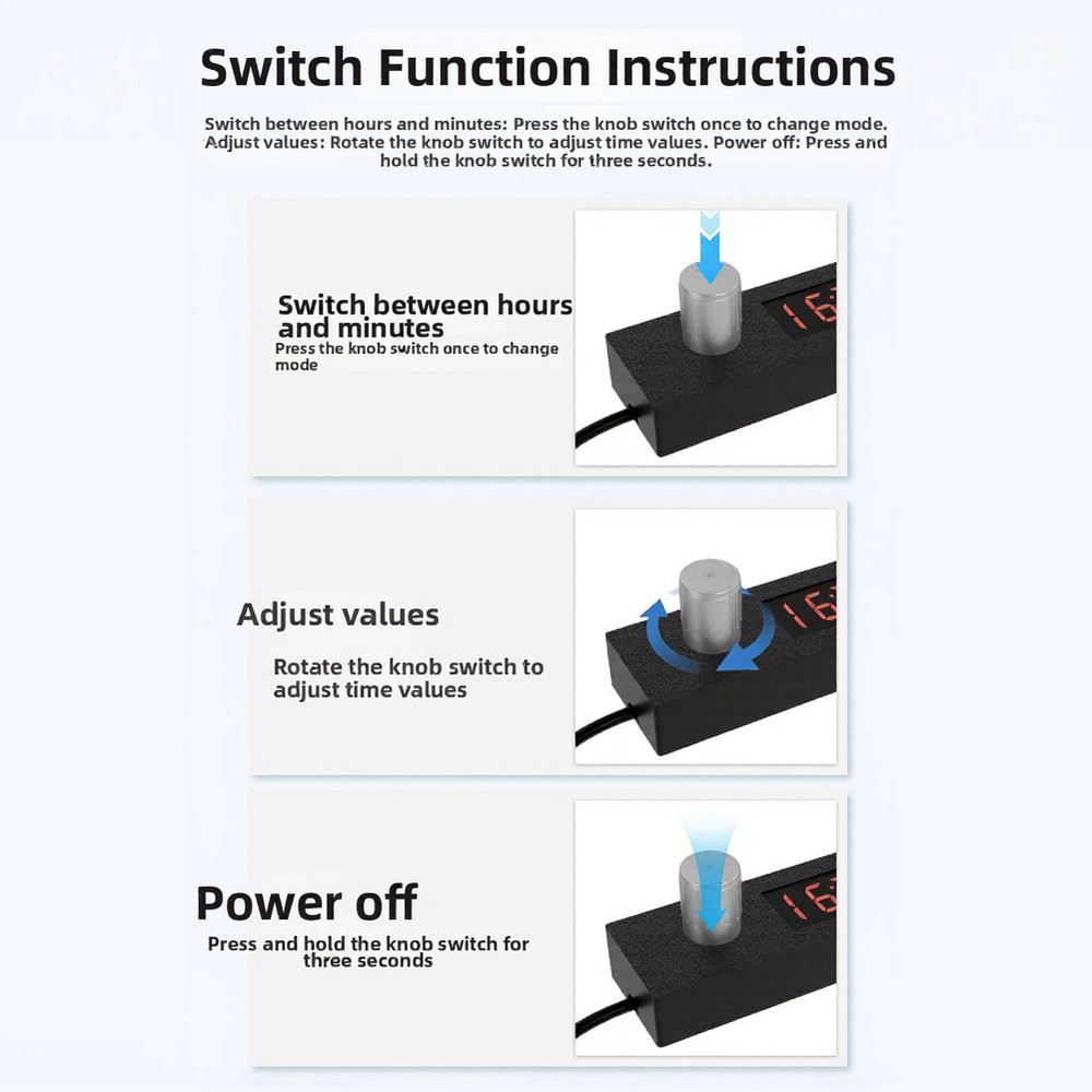 Digital USB Countdown Timer 24 Hour Adjustable with Low Voltage Safe Design