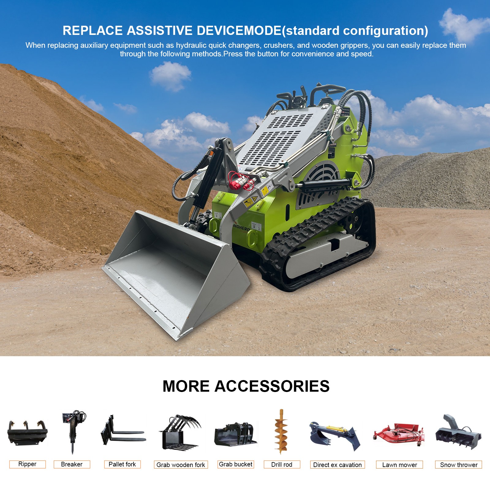 Upgraded 2025 Brand New 25HP Mini Skid Steer Track Loader Twin Cylinder US Stock