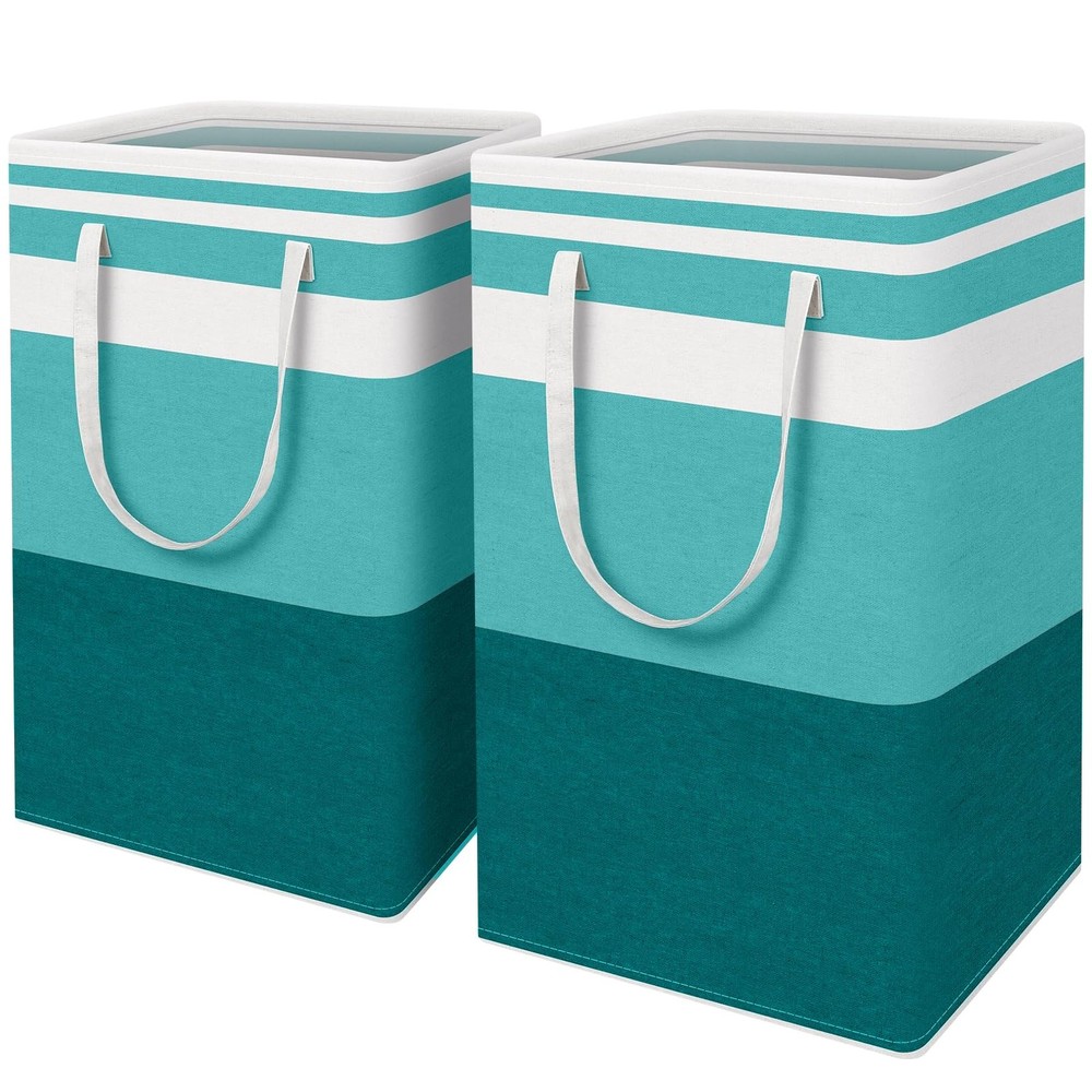 2-Pack Large Laundry Basket, Waterproof, Freestanding Laundry Hamper, Collaps...