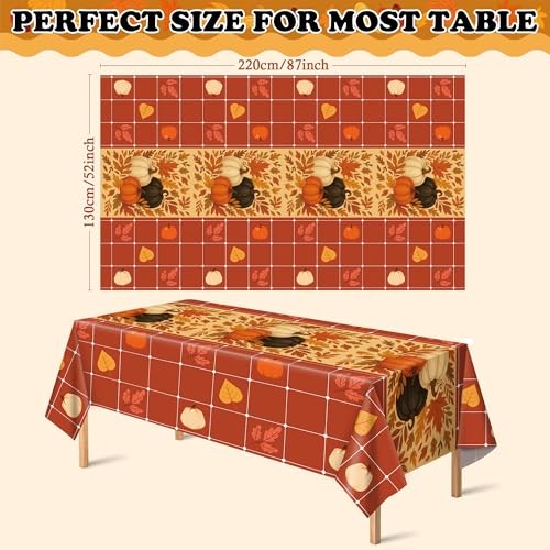 Fall Decorations for Home - Plastic Disposable Fall Tablecloth | Autumn Orange