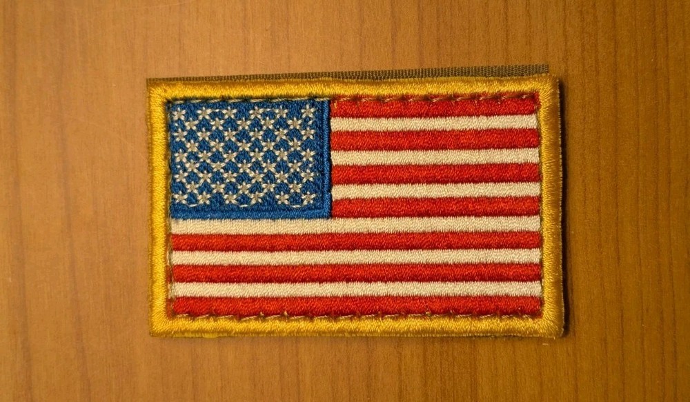 U.S. Flag Patch RWB red white blue hook and loop 3'' x 1.9''