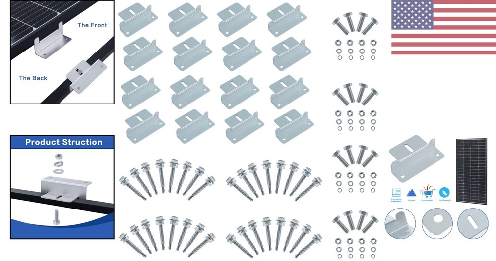 Z Brackets Solar Panel Mount - 4 Sets for RVs, Boats & Trailers Installation
