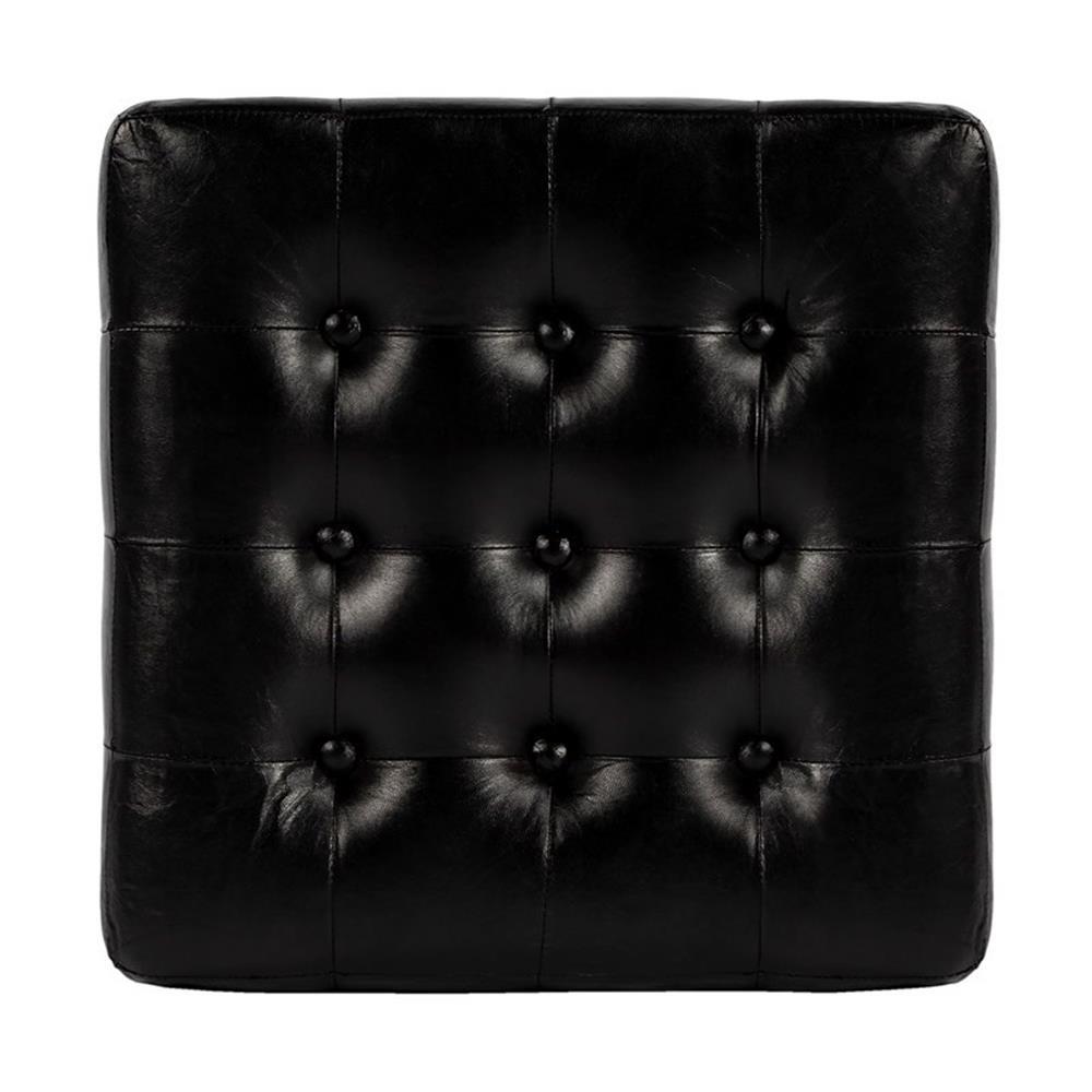 Beaumont Lane Black Leather Ottoman