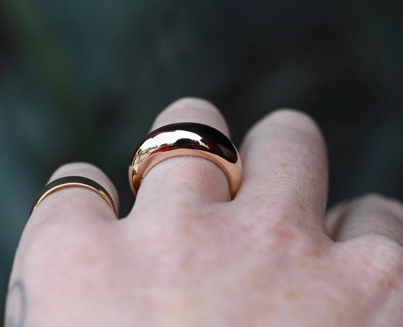14K Solid Gold Chunky Dome Bombe Ring 9.64g Handmade Size 6