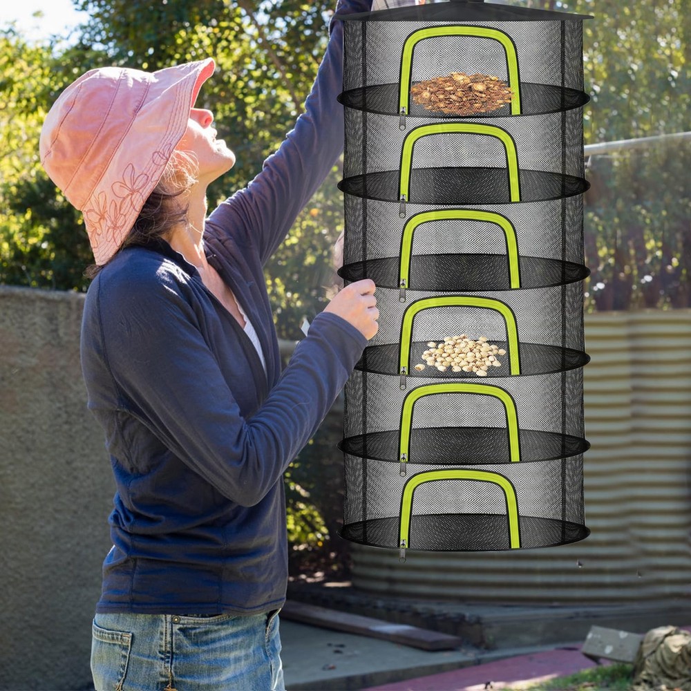 6 Layer Herb Drying Rack, Herb Drying Rack Hanging Mesh, Foldable Plant Dryin...