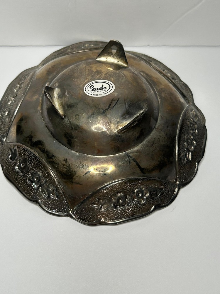 Antique Studio Silversmiths Silverplate Footed Flower Candy Nut Decorative Dish