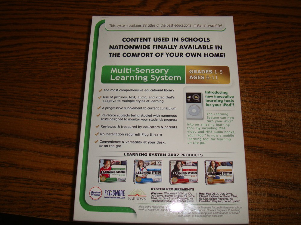 Fogware Elementary School Learning System 2007 for PC, Mac( sealed retail box)
