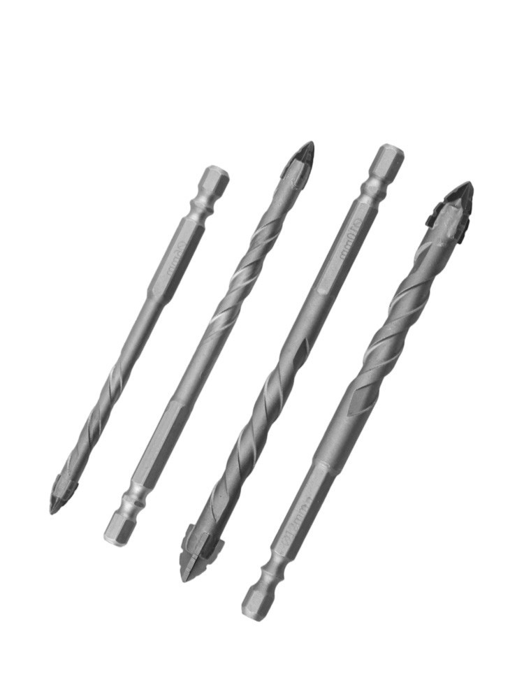 4pcs Four-Flute Eccentric Drill Drilling Glass Tile Punching Triangle Drill bit