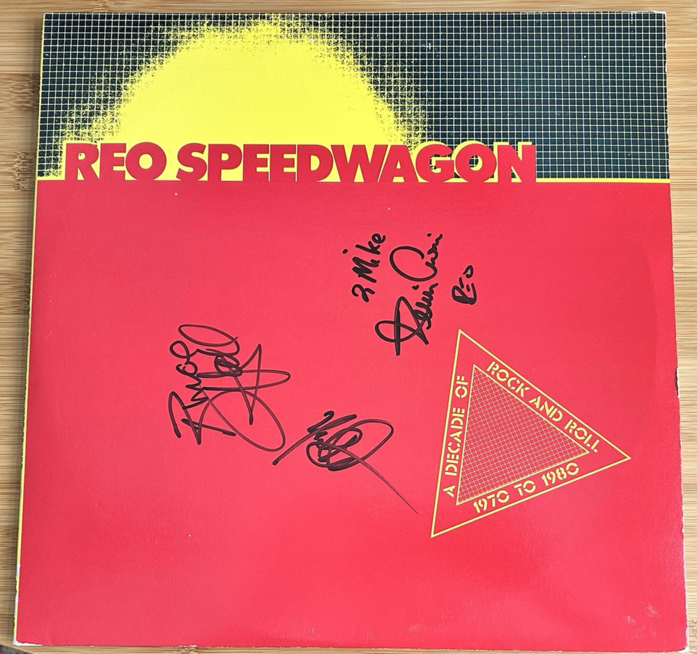 REO Speedwagon "A Decade Of Rock And Roll" Vinyl - Signed - Kevin Cronin + 2