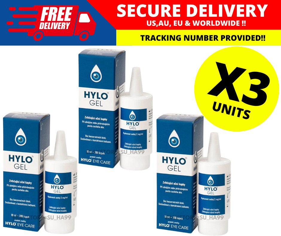 3 x HYLO GEL EYE DROPS 10ML