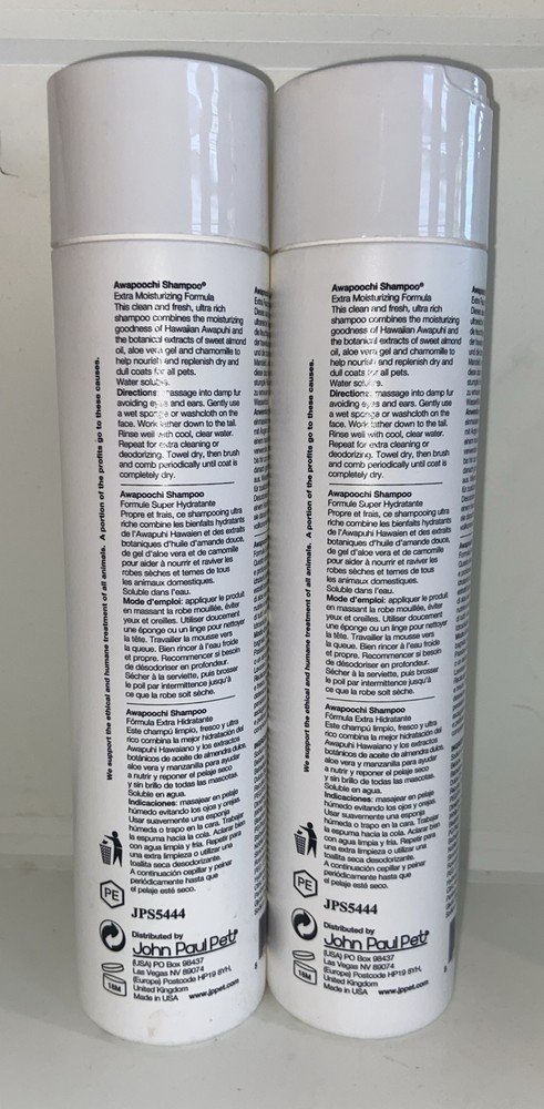 (2) PACK! PAUL MITCHELL AWAPOOCHI PET SHAMPOO MOISTURIZING FORMULA 10.14 OZ EACH