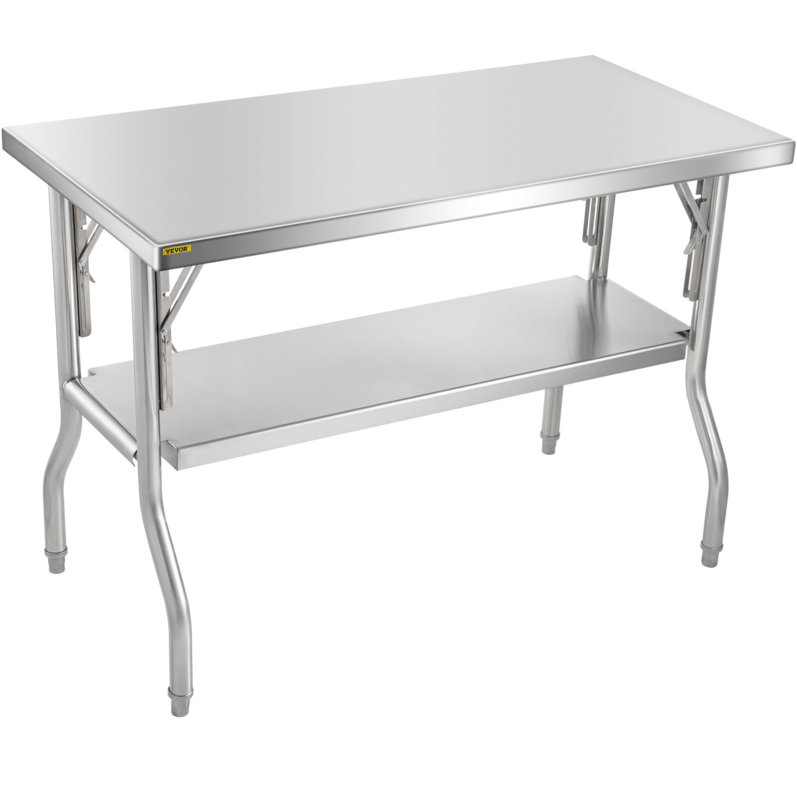 VEVOR Commercial Stainless Steel Folding Work Prep Tables Open Kitchen 48x24 In
