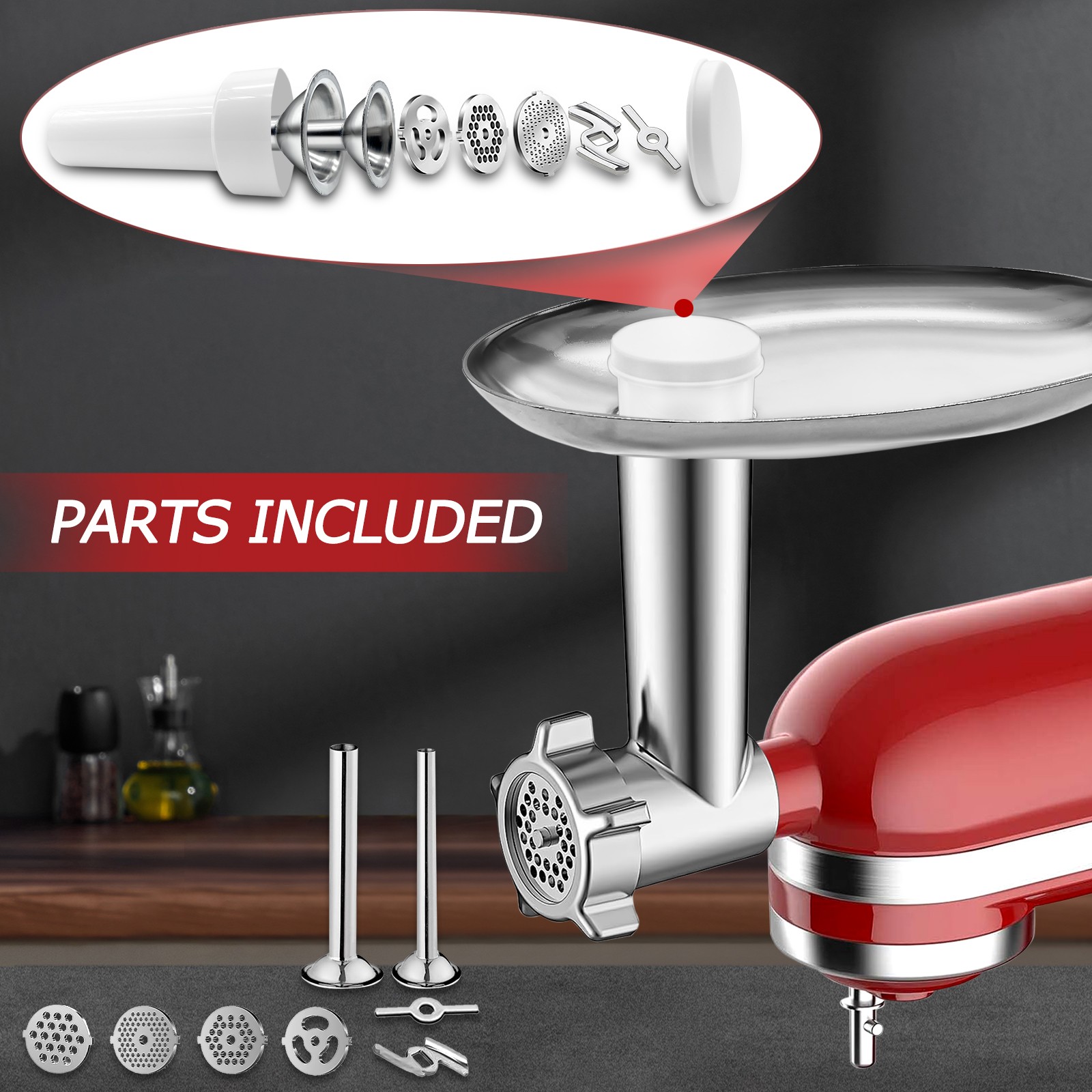 Meat Grinder &Prep Slicer&Jams Juicer Attachment For KitchenAid Mixer 3 function