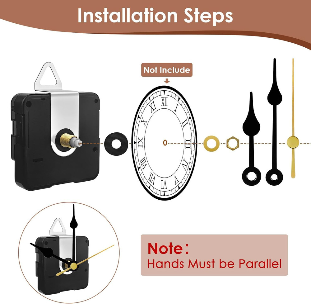 3PCS Clock Mechanism Replacement Kit Quartz Clock Movement with 8 Clock Hands