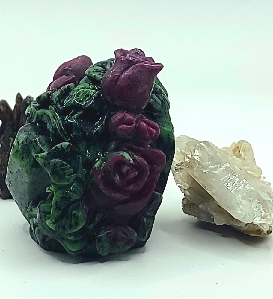 Ruby Zoisite Roses Carving- UV Reactive- WYSIWYG