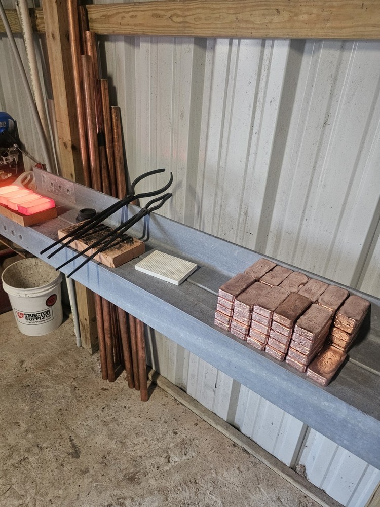 Hand Poured pure copper Ingots
