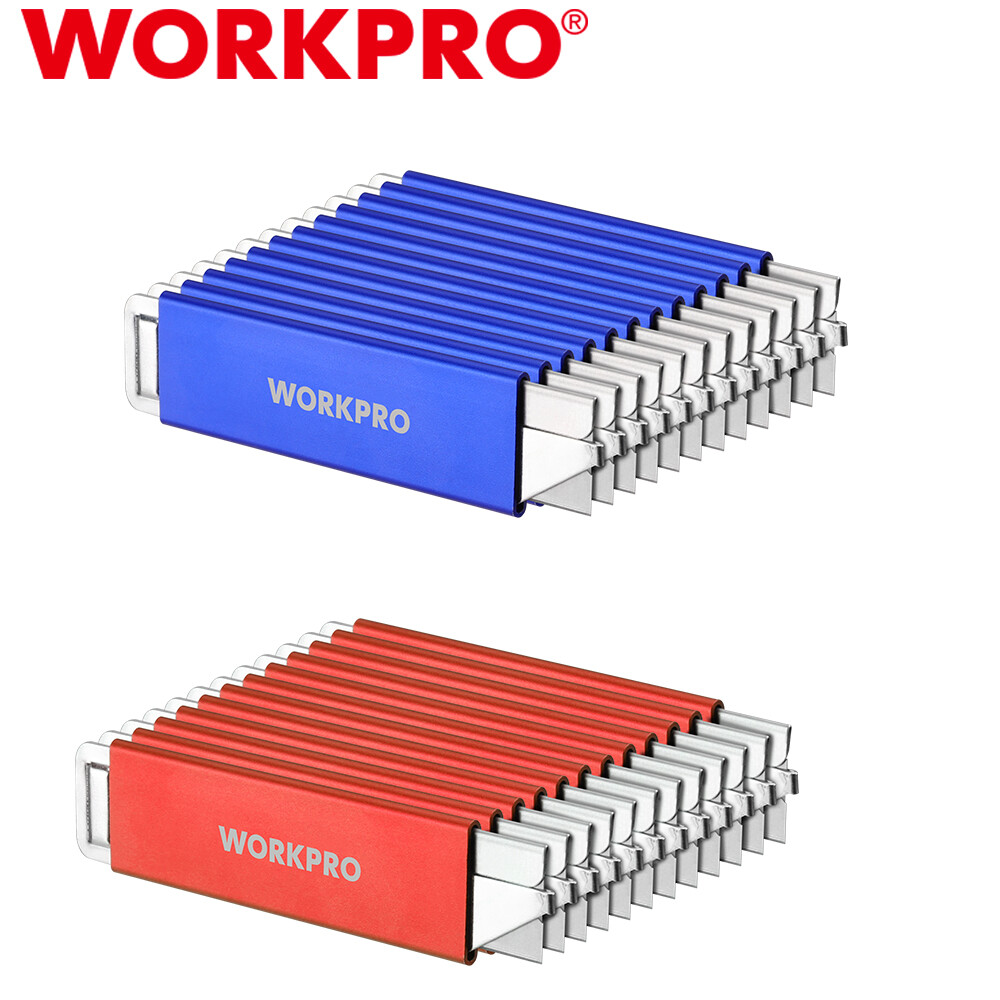 WORKPRO 12Pack Box Cutter Retractable Utility Knife Edge Razor Blade Blue/Red US