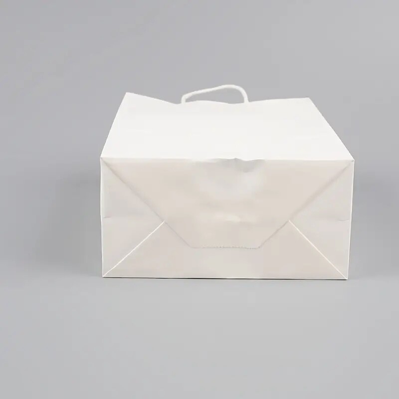 White Kraft Paper Party Shopping Gift Bags with Handles Retail 6.25x3.5x8