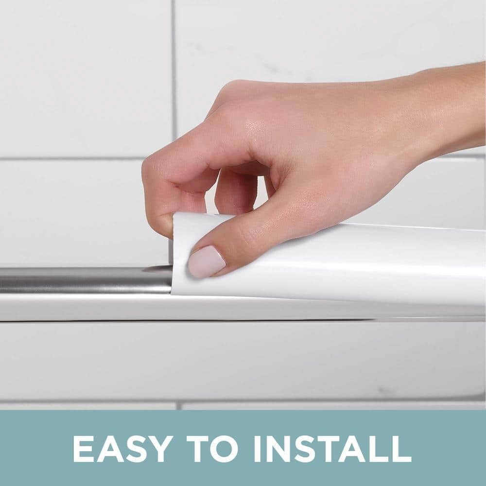 Adjustable 36-60 inch PVC Shower Rod Cover - White