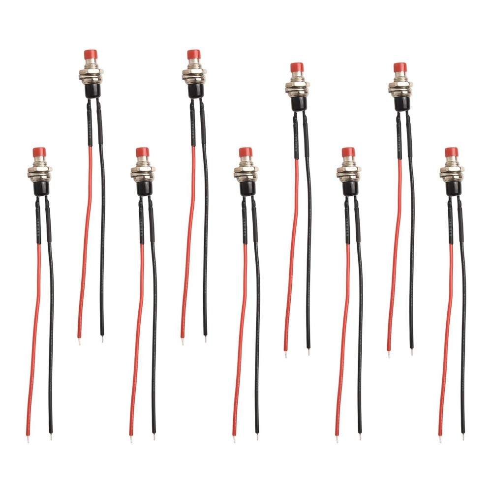 10 Pack Mini Push Button Pre-Wired Momentary N/O OFF-ON Switch 3A10cm Wire