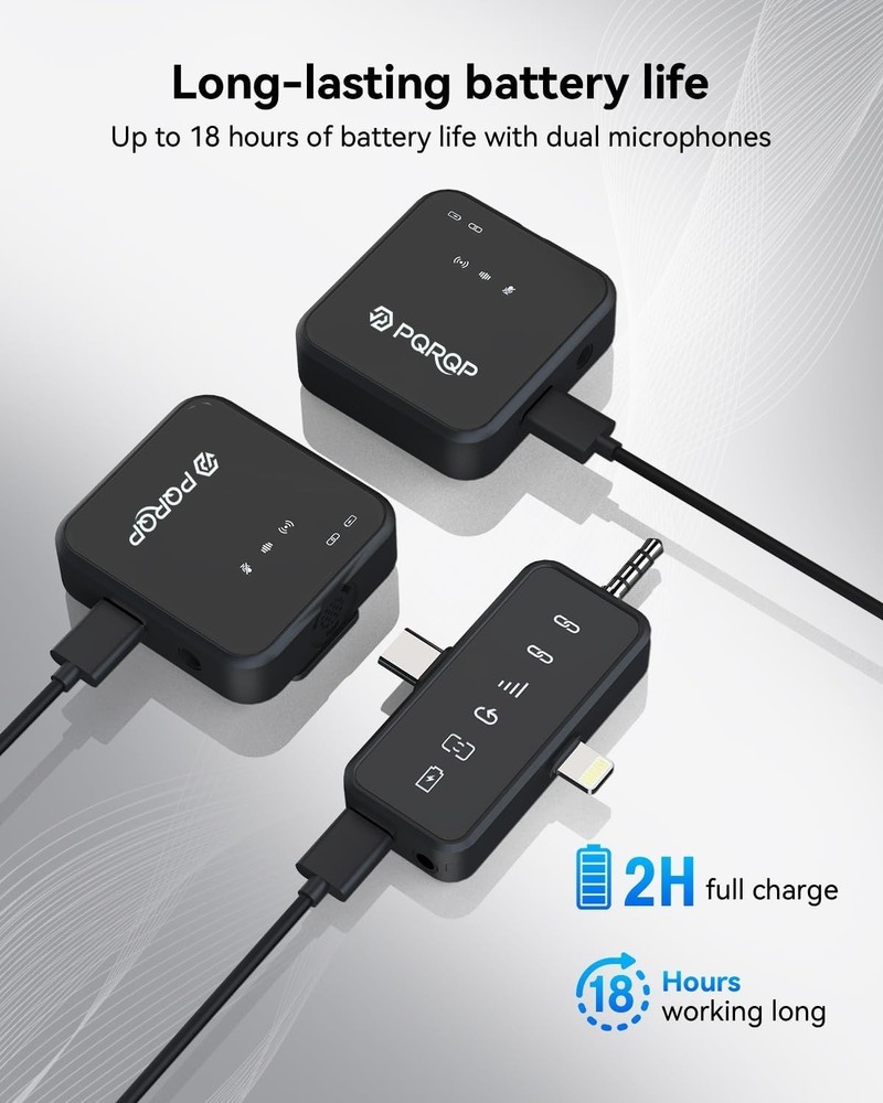 3 in 1 Microphone for iPhone/Android/Camera, Wireless Microphones, 328ft Tran...