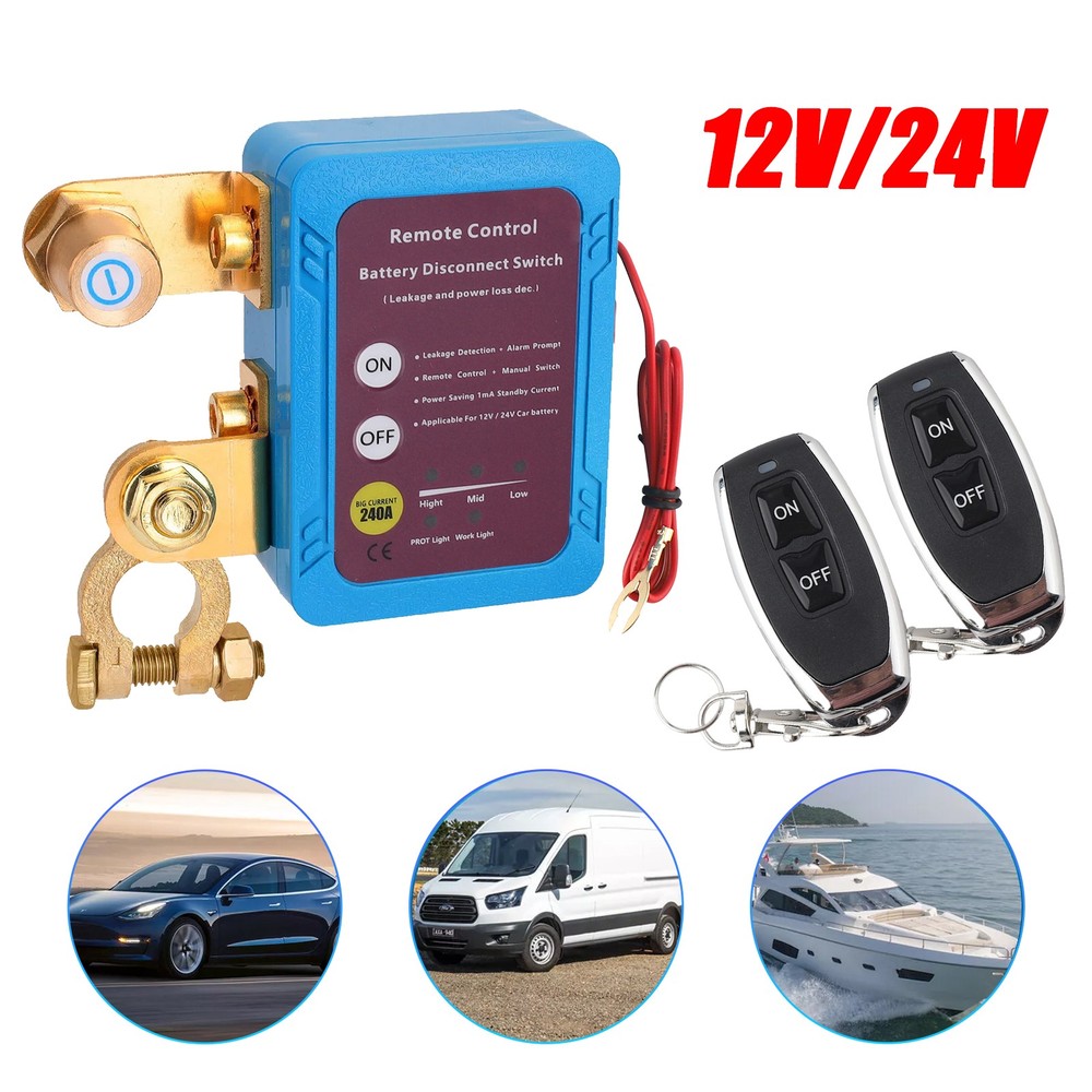 Remote Battery Disconnect Switch Battery Kill Switch 12V 240A for Auto RV ATV US