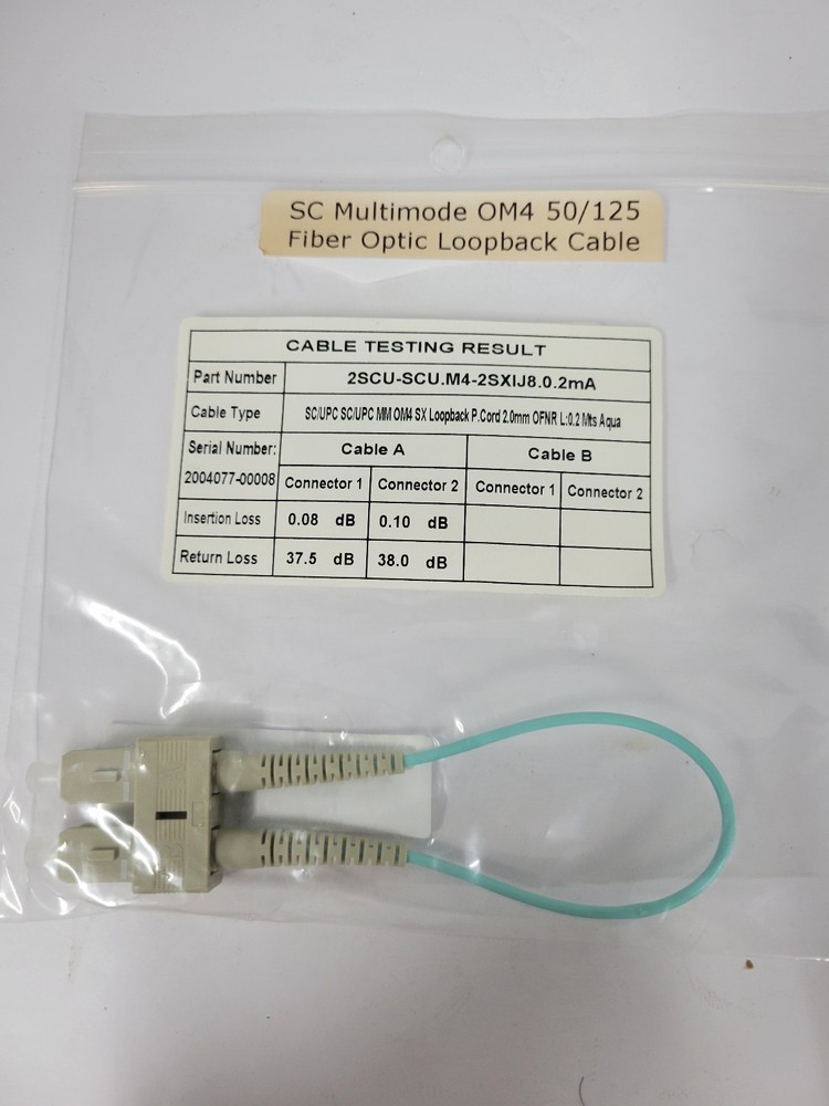 SC Multimode OM4 50/125 Fiber Optic Loopback Cable *read*