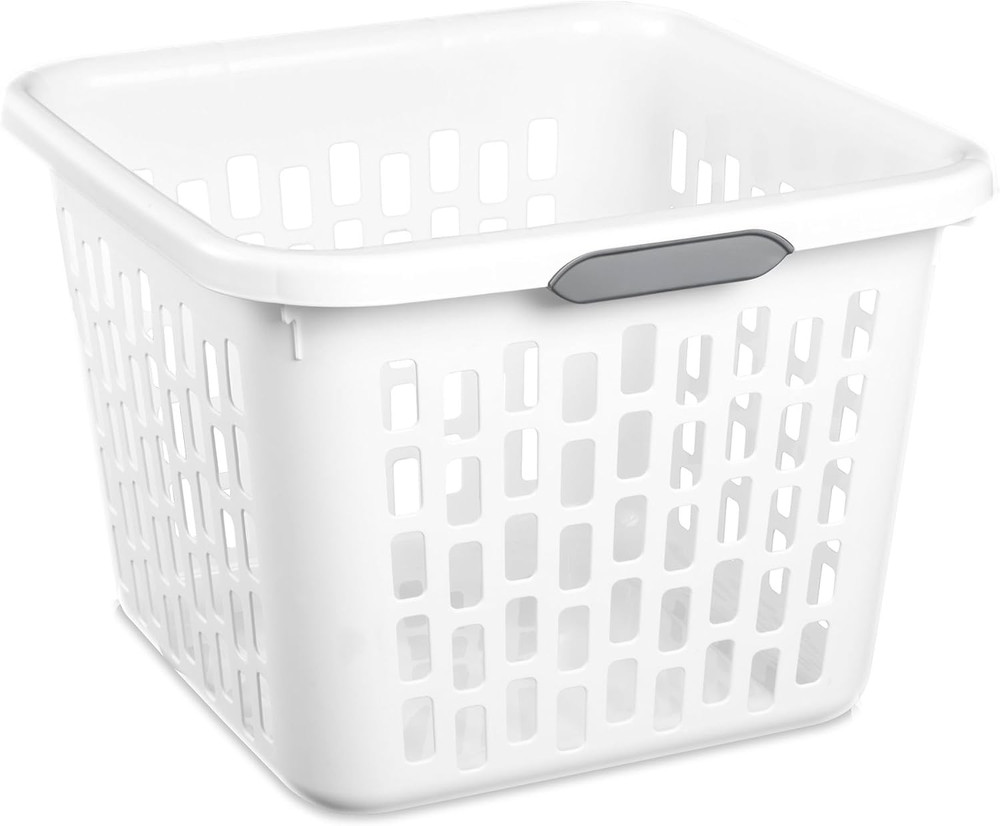 Laundry Basket, Plastic Clothes Hamper, Large Square Bin with Comfort Grip Handl