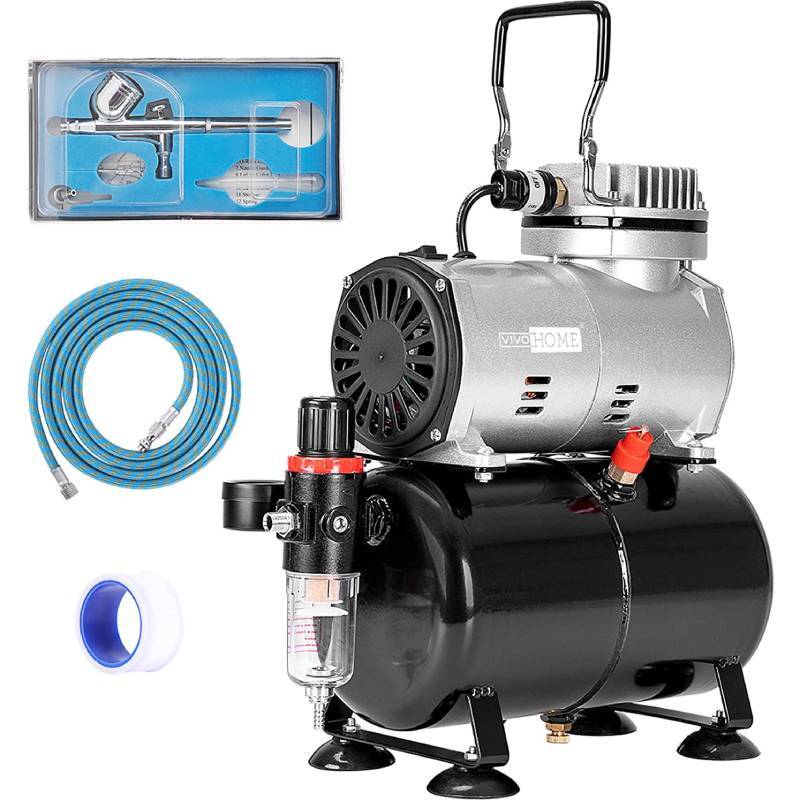 Dual Action Airbrush Kit 110-120V W/ 1/5 HP Air Compressor Tattoo Nail Paint Art