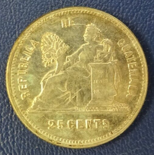 Guatemala 1893 25 centavo silver