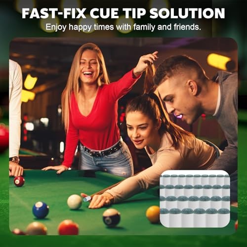 40Pcs Slip On Pool Cue Tips Replacement Kit, 4 Sizes Upgrade Pool Stick Tips