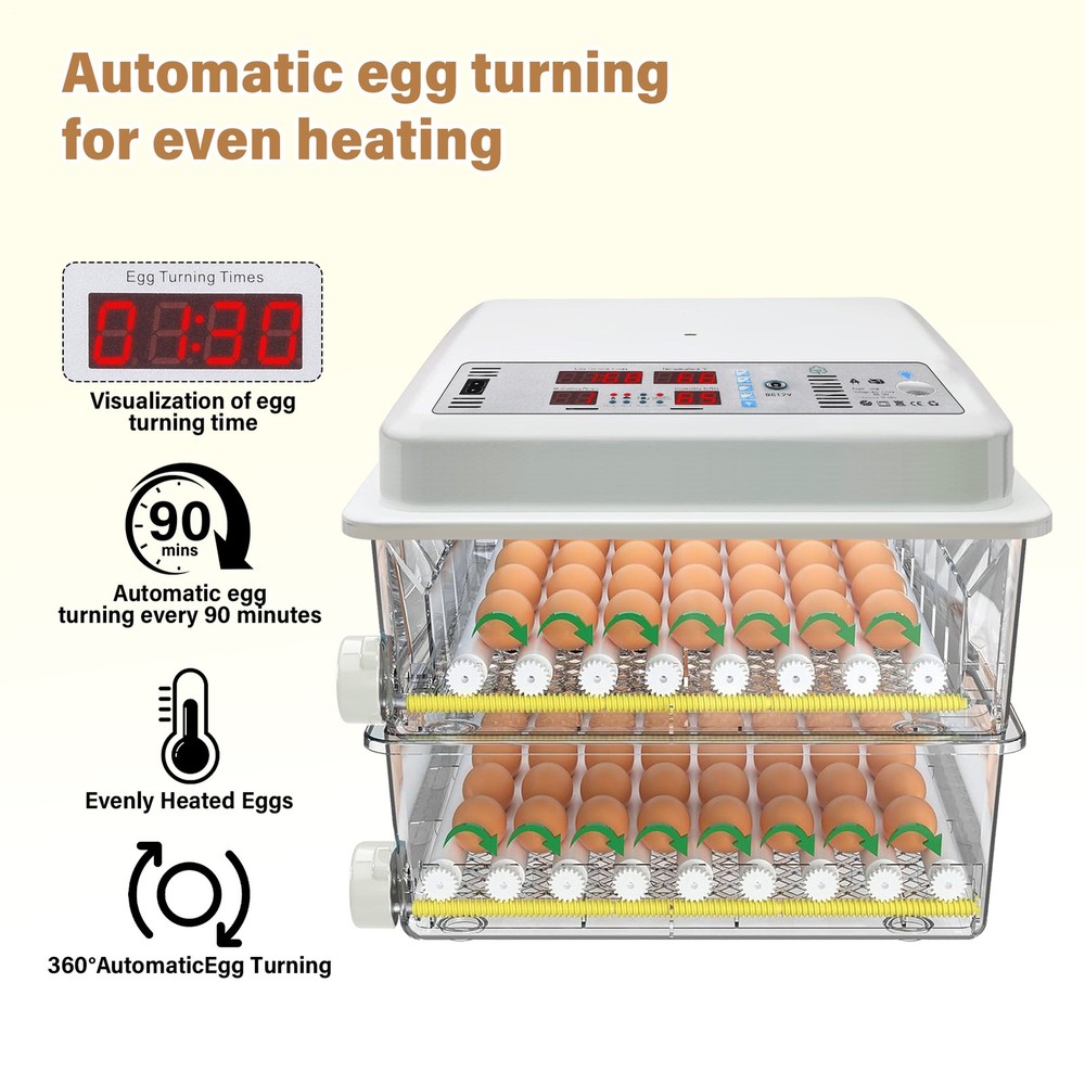 Automatic 120 Eggs Incubator Temperature Control Digital Chicken Egg Hatcher NEW