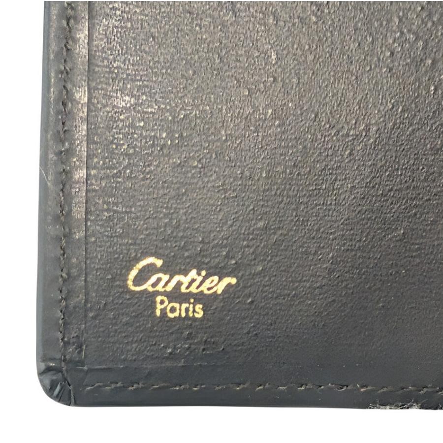 Authentic Cartier Notepad Notebook Cover Mini Planner Cover Leather Black Must