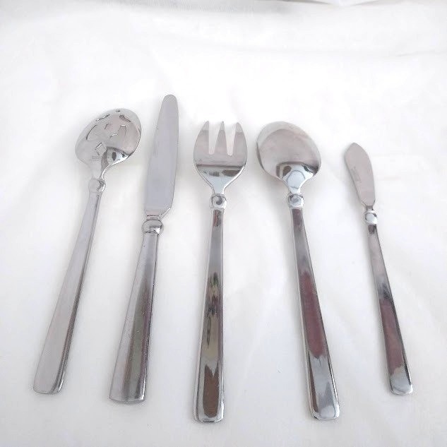 5pc Hostess Serving Set Glossy Stainless Flatware, Reed and Barton Sanderling