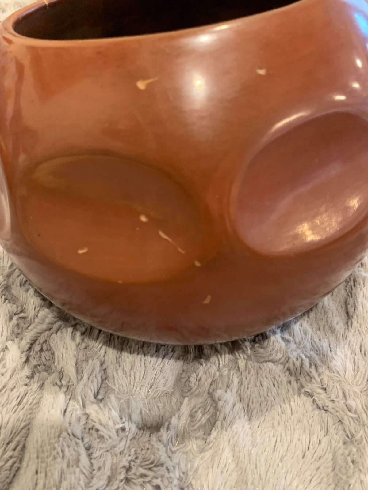 Signed Tina Garcia Santa Clara Redware melon bowl 70's