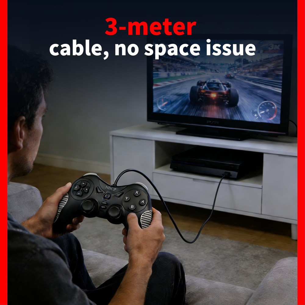 NBCP Wired Hall effect Gaming Controller for PC P3 Switch 1 2