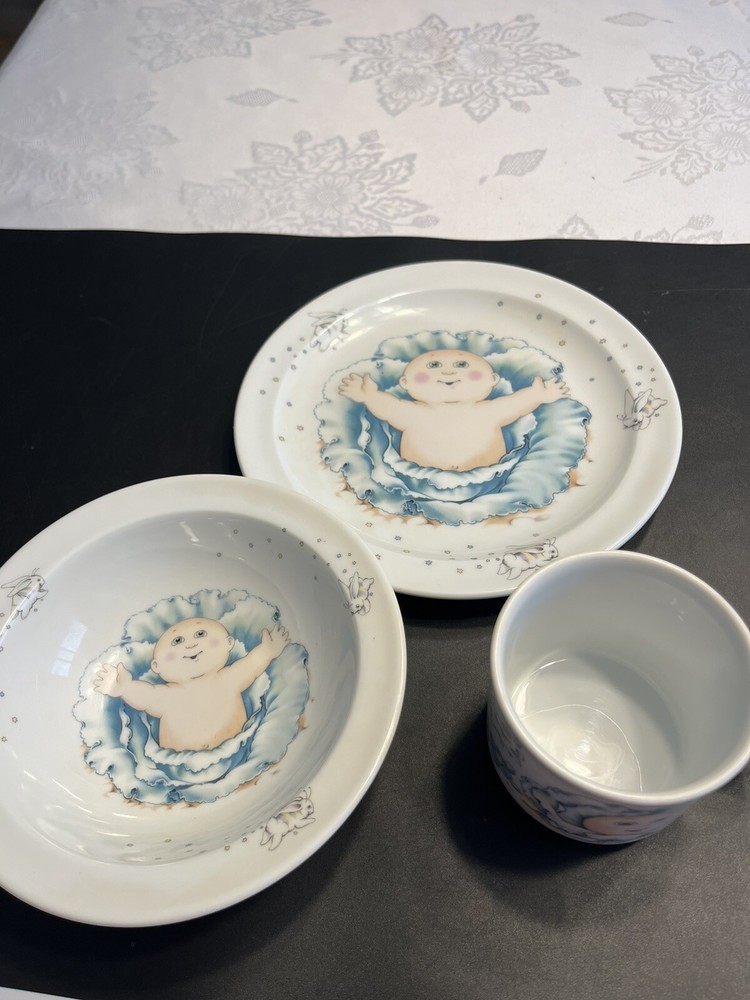 Royal Worcester Cabbage Patch 3 Piece Set Plate Bowl Cup England