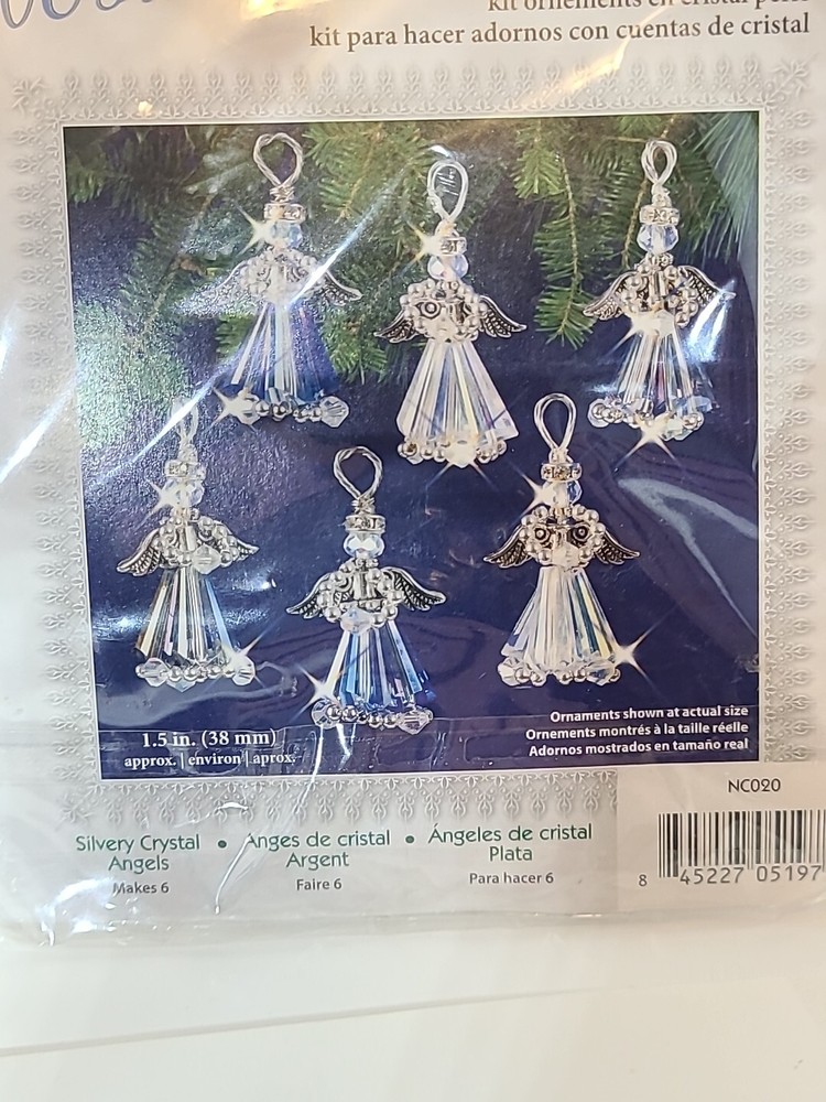 Nostalgic Christmas Beaded Crystal Ornament Kit Crystal Angels Silver solid oak